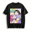 Cool Anime Trio Print T-Shirt Unisex Casual Loose Crewneck Top Trendy Cartoon Graphic Tee Pure Cotton T-shirt