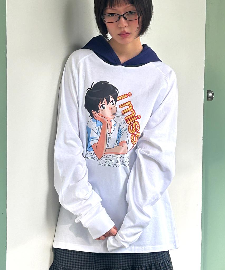 Wondeobijiteo I Miss Raglan Hooded-T [White]