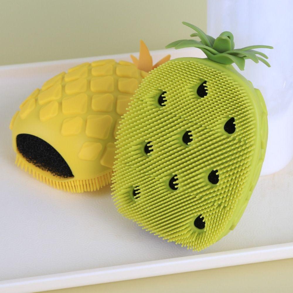 Non-Slip Silicone Shampoo Brush Soft Hair Shower Massage Brushes Fruit Shape Shower Brush Cleaning