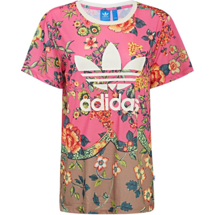 

Adidas Оригиналы Повседневная серия Лайфстайл Круглый вырез Мягкая Удобная Футболка с коротким рукавом Стандартного кроя Женские топы Розовый AJ8142 XS