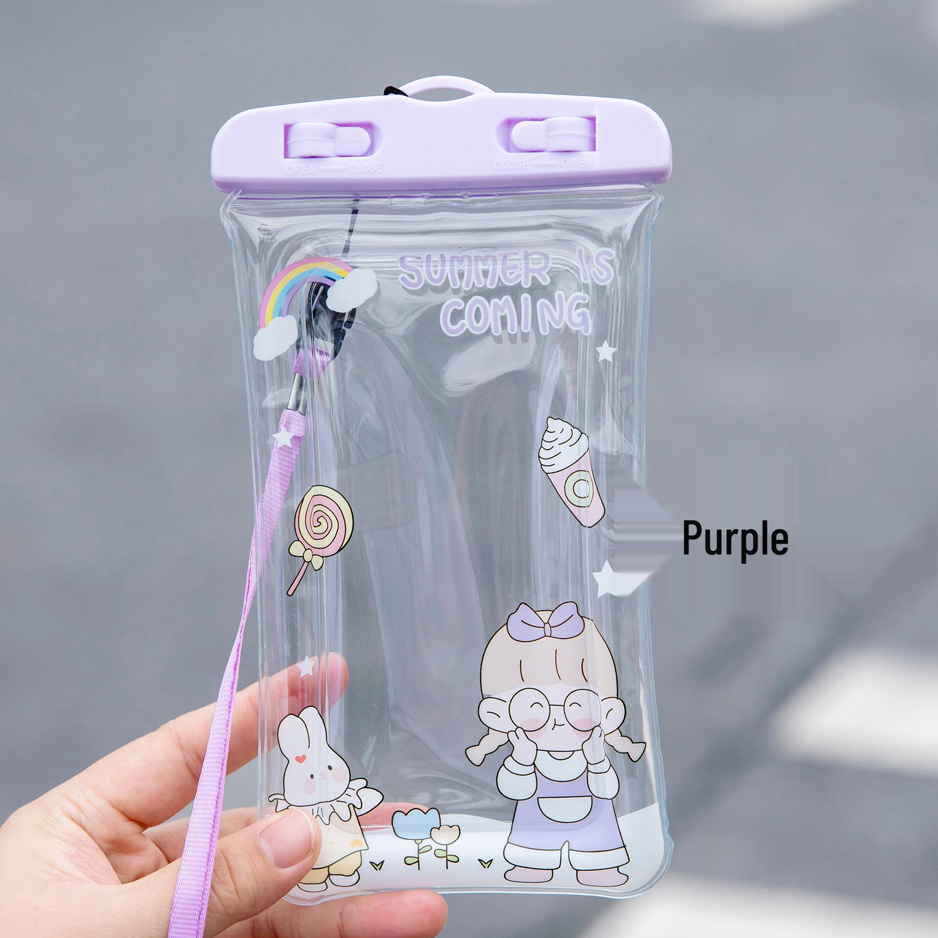 

Мультяшный водонепроницаемый чехол-подушка безопасности для телефона - Милый прозрачный чехол с сенсорным экраном для плавания и рафтинга 20.5*10.5cm фиолетовый