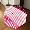 1PC Leopard Print, Pink Stripes Umbrella-8-Rib Reinforced, Automatic Open, Lightweight & Durable, Cute Fashion Accessory for Outdoor-T199