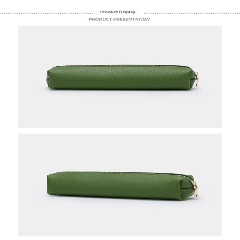 Pu Leather Pen Bag Water Dirt-Proof Storage Bag Large Capacity Pencil Case Simple Stationery Box
