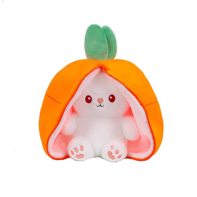 

MINISO Забавная радость Фруктовый кролик Плюшевая игрушка Милый Морковь Клубника Превращается в кролика Плюшевая игрушка Детский подарок на день рождения Рождество 25cm
