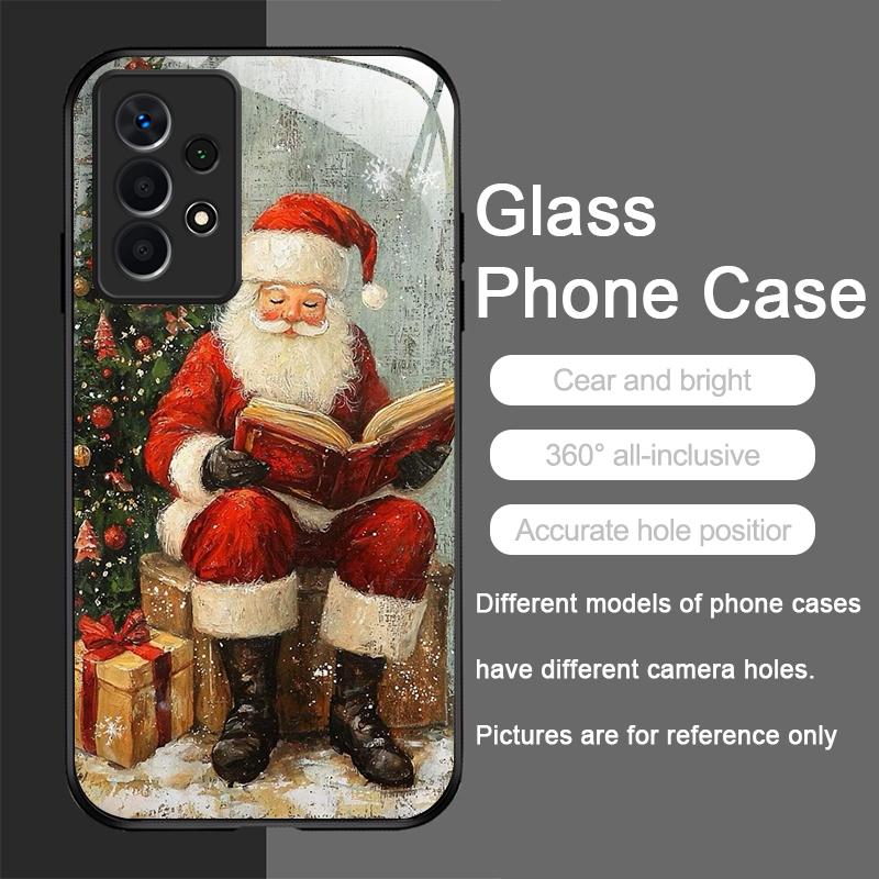 

Merry Christmas Santa Claus Pattern Tempered Glass Phone Case for Samsung Galaxy S25 Ultra S24 S23 Plus S22 S21 S20 FE A56 Cover Galaxy M16