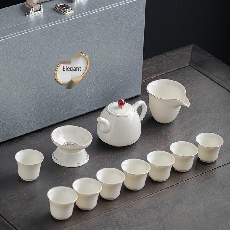 DU Dehua Mutton-fat Jade White Porcelain Gongfu Tea Set