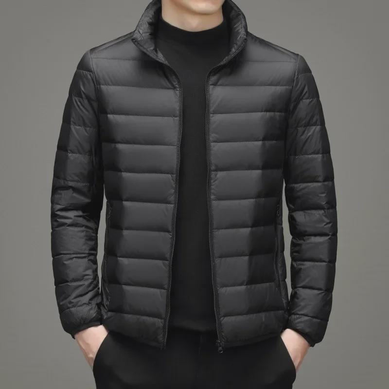 

Men s Light Short Winter Cotton Jacket - Plus Velvet, Earthy, Thin, Large Size, Korean Style for Middle-Aged and Elderly. 4XL чёрный