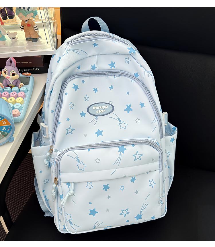 Schoolbag Trend Korean Edition School Bag Junior High School Girls Large Capacity Student Backpack College Student Campus Travel Lightweight Backpack