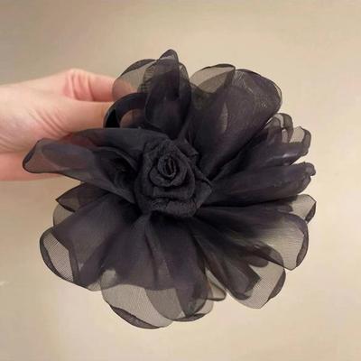 Feminine Hair Claw with  Roses Perfect Accessory Large Hair Claw Floral and Mesh Design Elegant Shark Clip Rose  Claw Clip