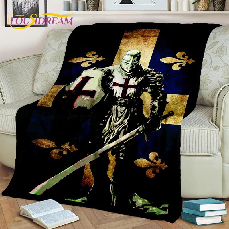 Cartoon Templar Cavalier Knight Crusaders Blanket,Soft Throw Blanket for Home Bedroom Bed Sofa Picnic Travel Office Blanket Kids