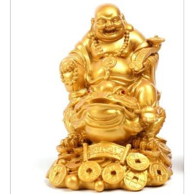 Ornaments Mido Buddha Turtle and Buddha Statue Sculpture Resin Modern Art Statue, Home Feng Shui Decoration Toad Laughing Buddha