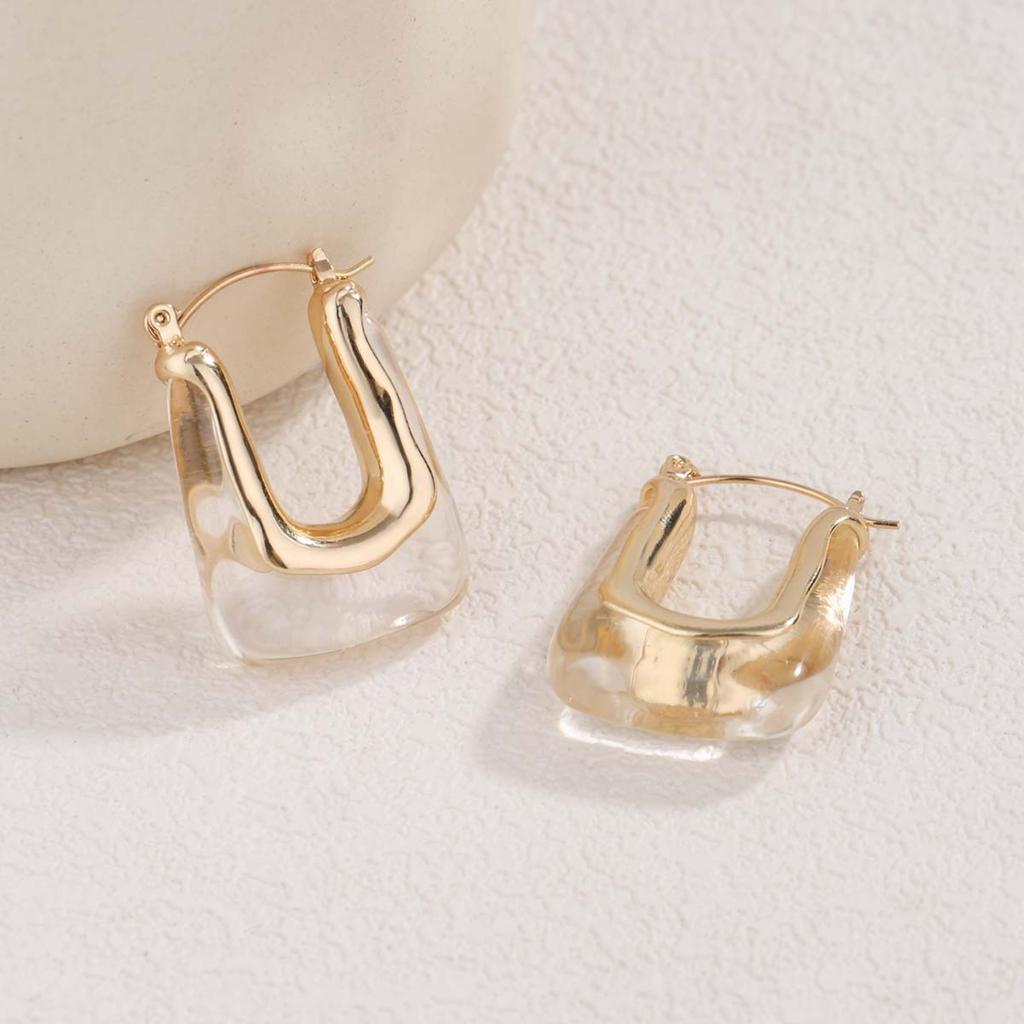 Retro Acrylic U-shaped Fashion Earrings High-end Personality Geometric Earrings Cross-border Temperament Square Trend Earrings