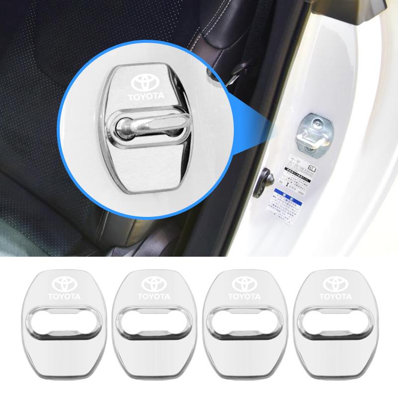 4Pcs Car Door Lock Cover Protective Buckle Cap for Toyota Yaris Hilux Prius Auris Corolla Camry RAV4 Exterior Accessories