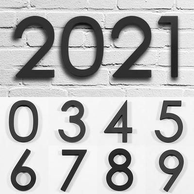 0-9 Floating House Number Doorplate Modern Door Home Outdoor Black Numbers Address Plaque Dash Slash Sign