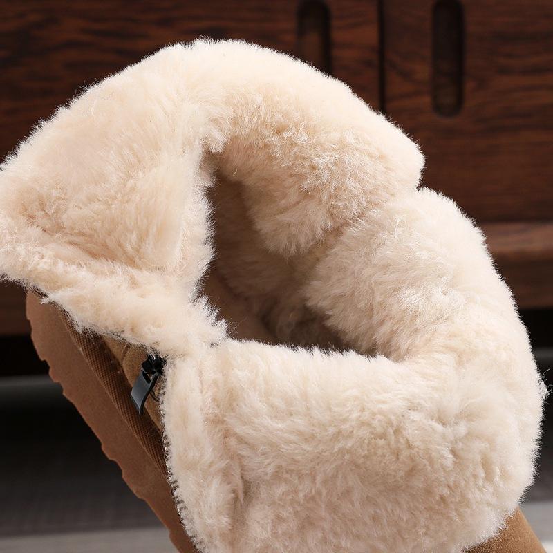 Herren Winter Schneestiefel mit Kunstfellfutter Plateau Stiefeletten aus Wildlederimitat Reißverschluss Bequeme warme Plüsch-PU-Leder Rutschfeste Kurze Booties Schuhe für Männer