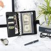 PU Leather Notebook Binder Budget Planner Binder Cover with Binder Pocket Personal Cash Budget Envelopes System 6 Hole Binder Zipper Folder Black Co