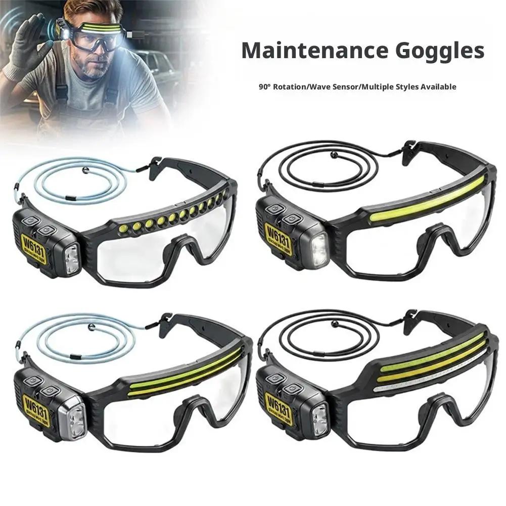 KEBIDU LED Safety Goggles Smart Motion Sensor Work Light Dual Light Source Type-C Rechargeable Protective Glasses Headlamp