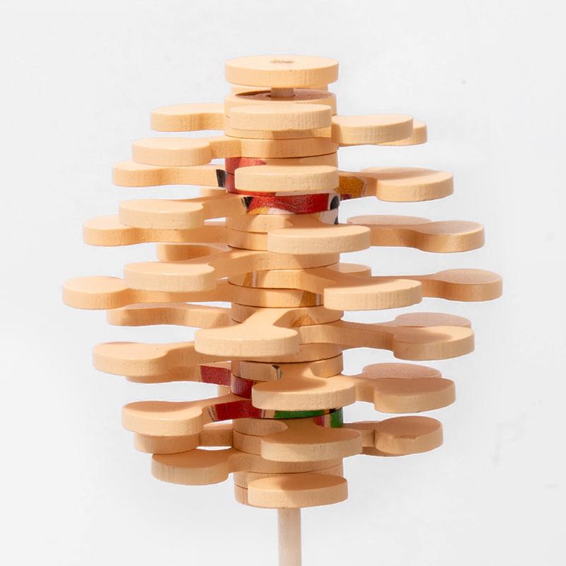 Wooden Rotating Lollipop Figurines Rotating Spin Montessori Toys Portable Interactive Funny Rotating Lollipop Early Education