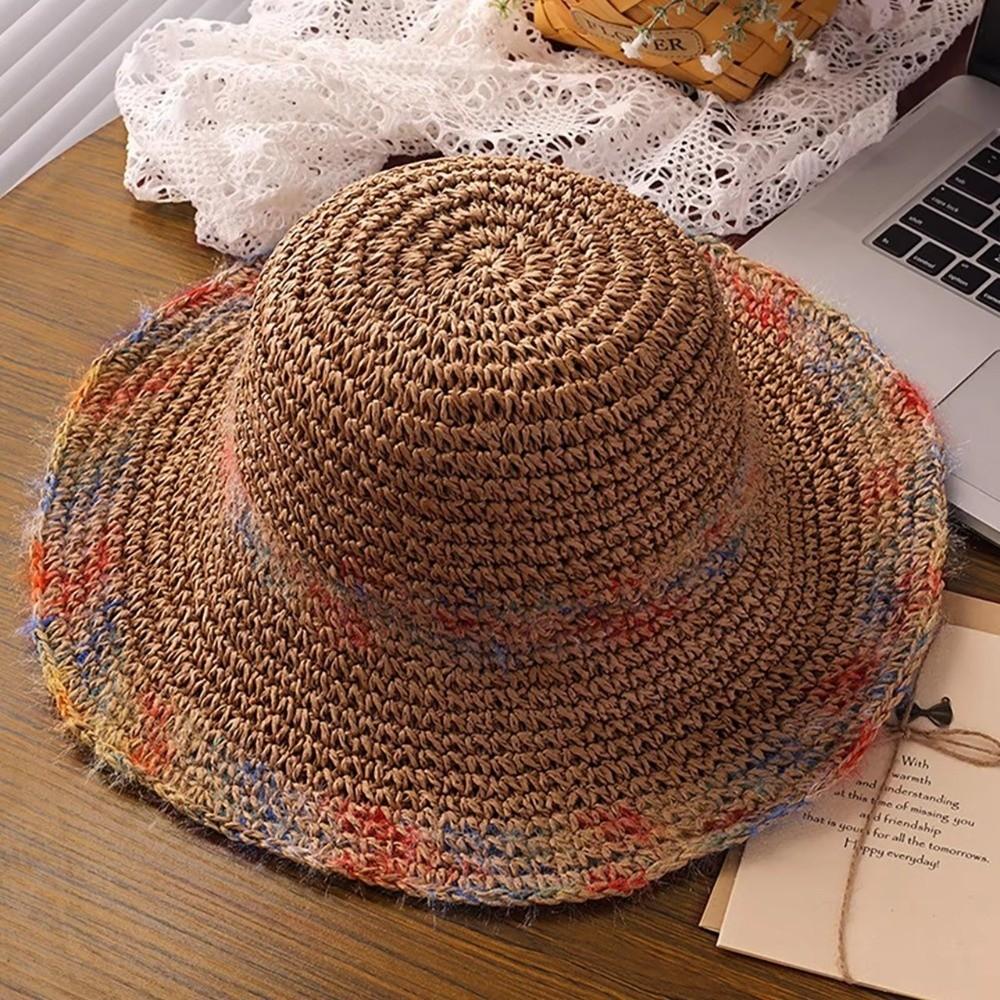 Sun Protection Woven Hat Colorful Panama Cap Breathable Sun Hats Summer