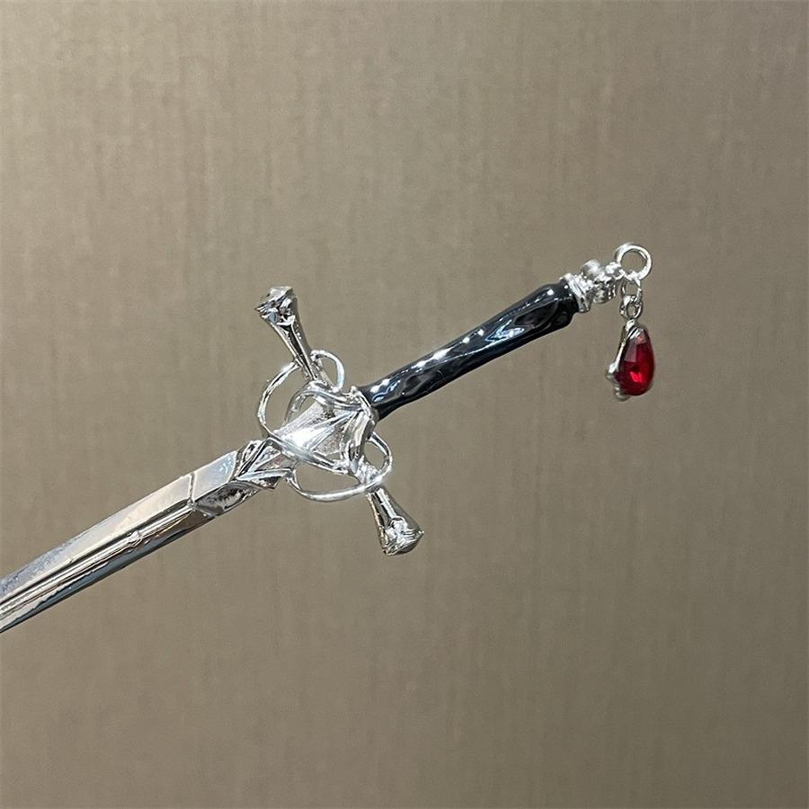 Lady Girl Chinese Cool Pendant Sword Hairpin Fashion Simple Modern Headdress Back of The Head Pan Hair Ornament