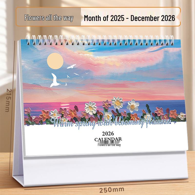 2026 Year of the Horse Customizable Thick Paper Table Calendar - Office Desktop Ornament with Company Logo Printing Available