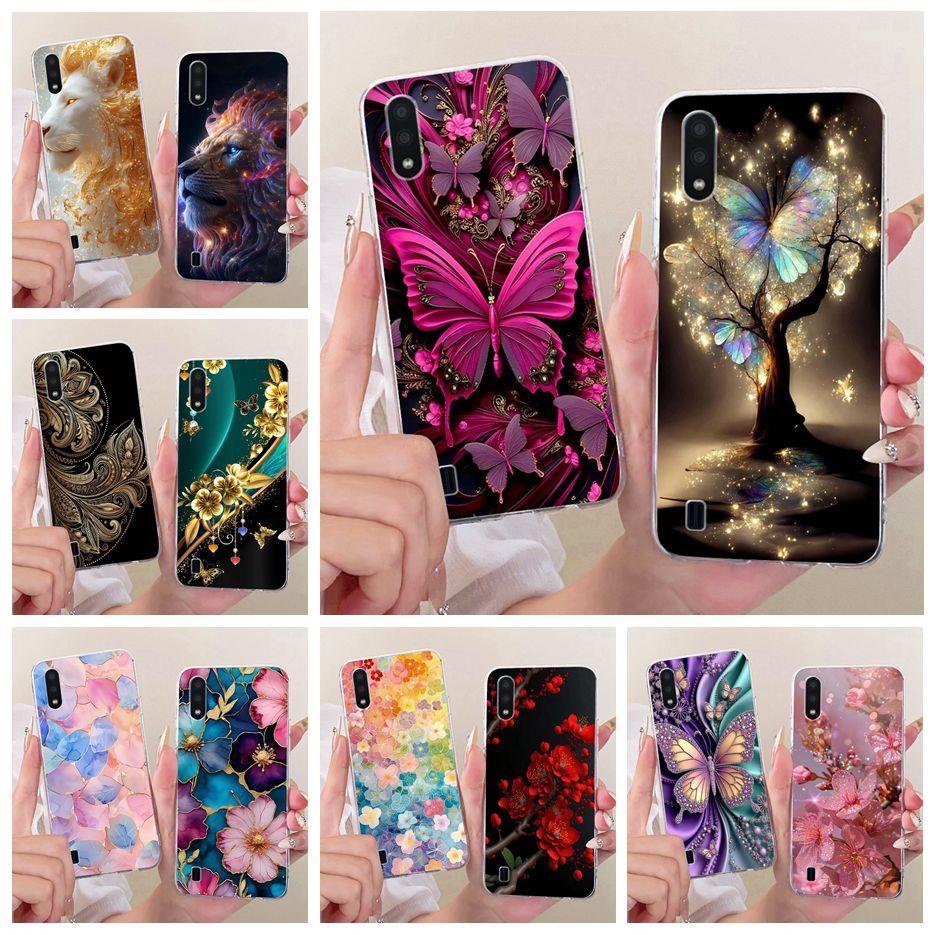 For Samsung Galaxy A01 Case SM-A015F Luxury Butterfly Tree Painted Cover Soft Silicone Case For Samsung A01 M 01 Galaxy M01 Bags