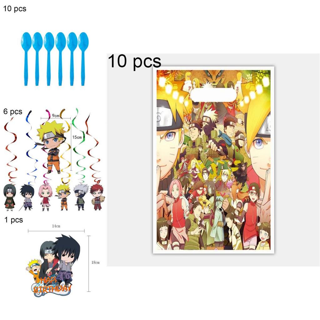 Naruto Ninja Birthday Party Decor Supplies Featuring Colorful Balloons And Plates