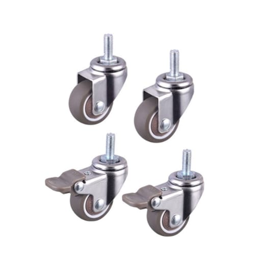 

YFFSFDC Screw-Mounted Casters, M6 Thread, with Brakes, Set of 4, 360-Degree Rotation, Quiet Swivel Casters, 1-Inch TPE Rubber Wheels, Replacement Cast