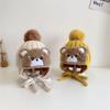 Autumn and Winter Baby Hats Cute Big Wool Ball Knitted Children's Ear Protection Hat Super Cute Little Bear Double-layer Warm Woolen Hat
