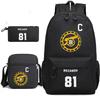 Large Capacity Schoolbag with Shoulder Strap; Student Three-piece Pencil Case Set