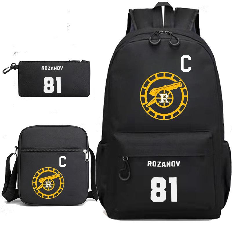 Large Capacity Schoolbag with Shoulder Strap; Student Three-piece Pencil Case Set