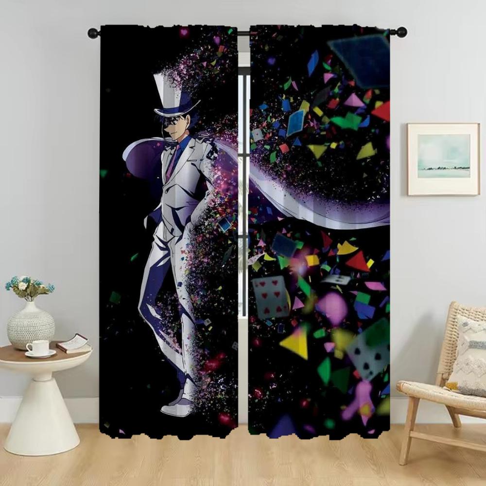 Kaitou Kiddo Elegant Room Curtains 2 Pieces Shades Home Interior Curtains for Camera Partition Halloween Decoration Curtain