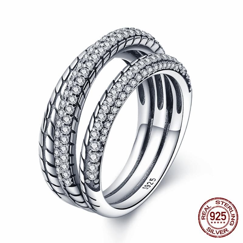 Brand New 100% Genuine 925 Silver Women's Ring Original Heart Crown Rose Gold Crystal Engagement Ring Wedding Anniversary Jewelr