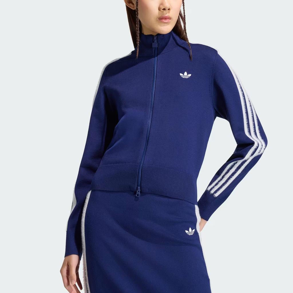 Women's Adidas Originals Jackets Women's Dark Blue/White Turtleneck Moderate Straight Fit