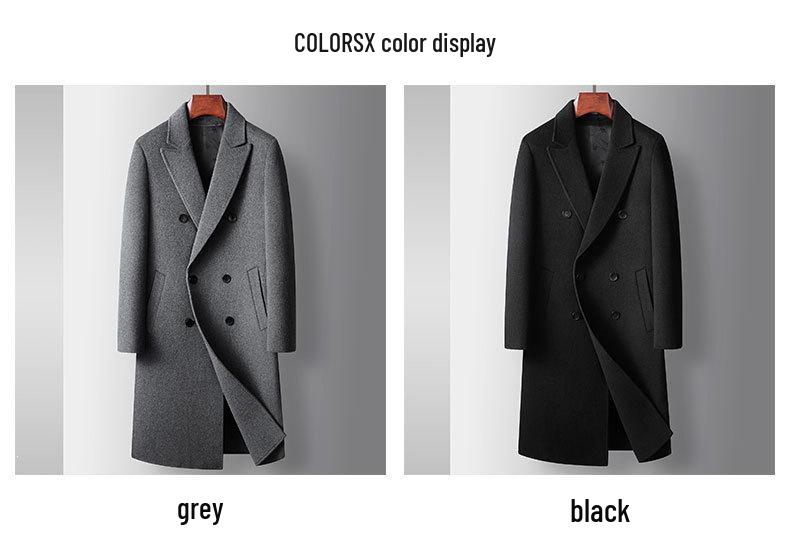 Cappotto di Lana Doppiopetto da Uomo di Media Lunghezza con Collo da Abito - Collezione Autunno/Inverno 2025