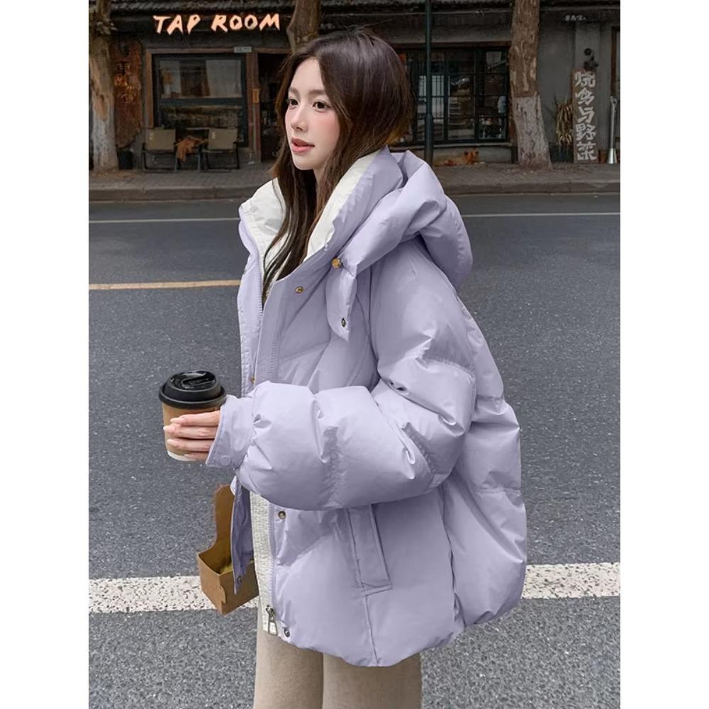 Women Short Cotton Coat Loose Fit Thickened Petite Cotton Jacket Cold Protection Bread Parkas