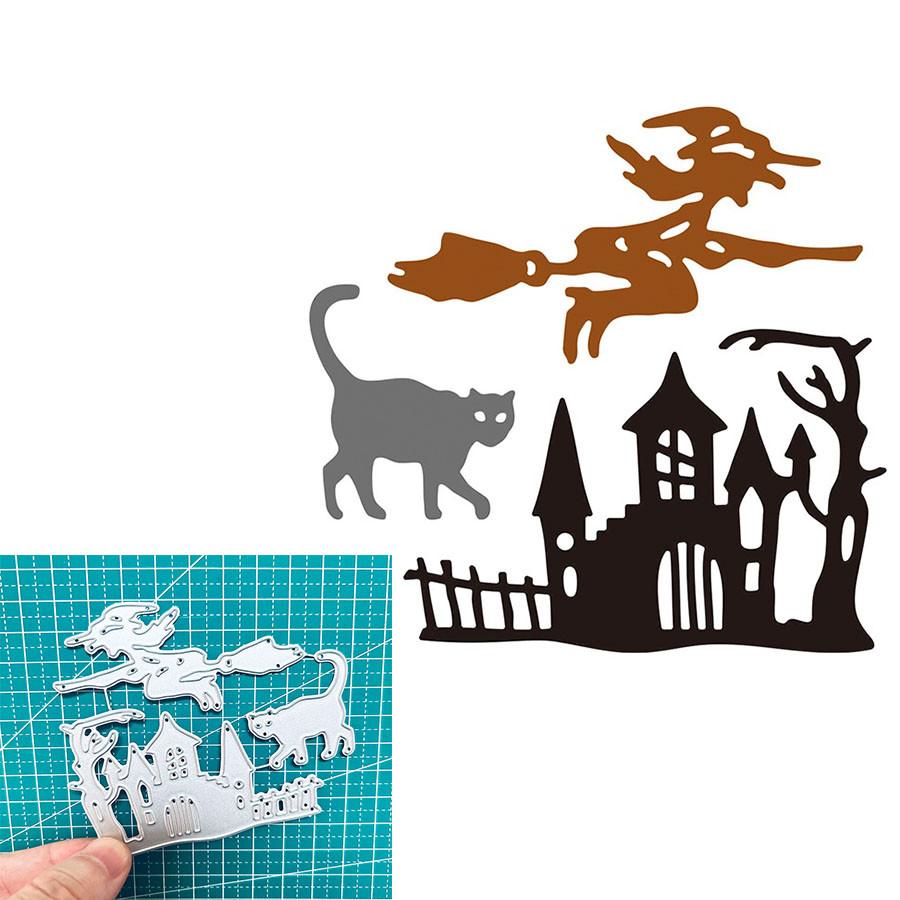 Halloween Witch Castle Metal Cutting Die Stencil Template For DIY Embossing Paper Photo Album Cards Making Scrapbooking Die Cut