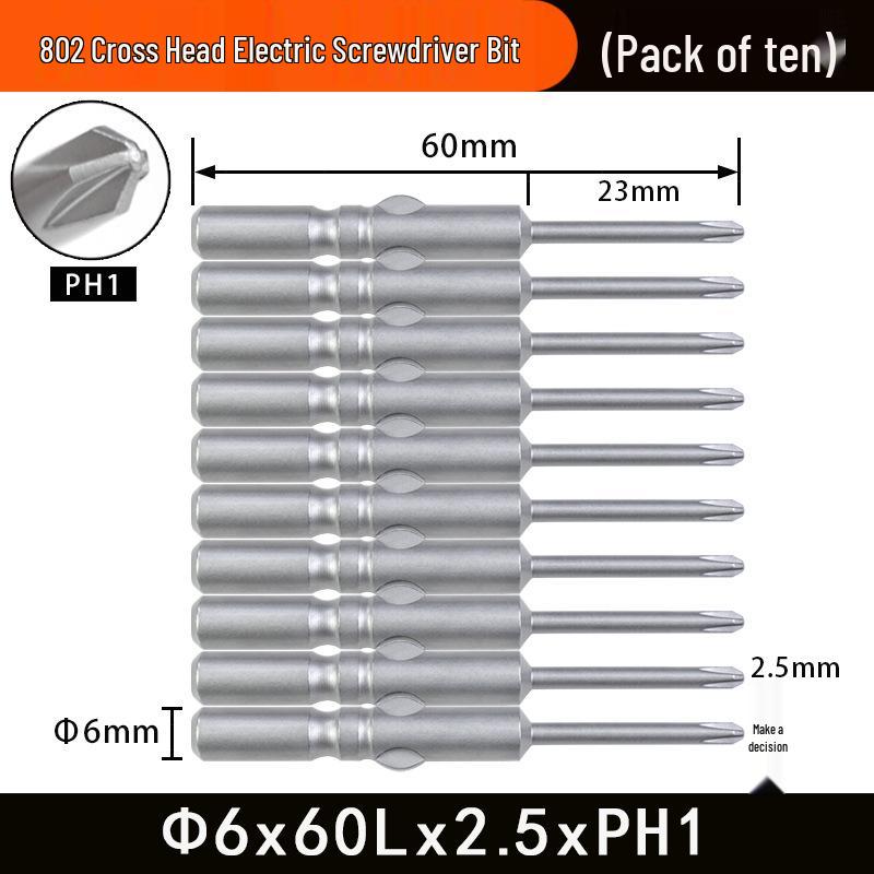 Nigao 802 Magnetic S2 Steel Electric Screwdriver Bit, 6mm, 60/80mm Length