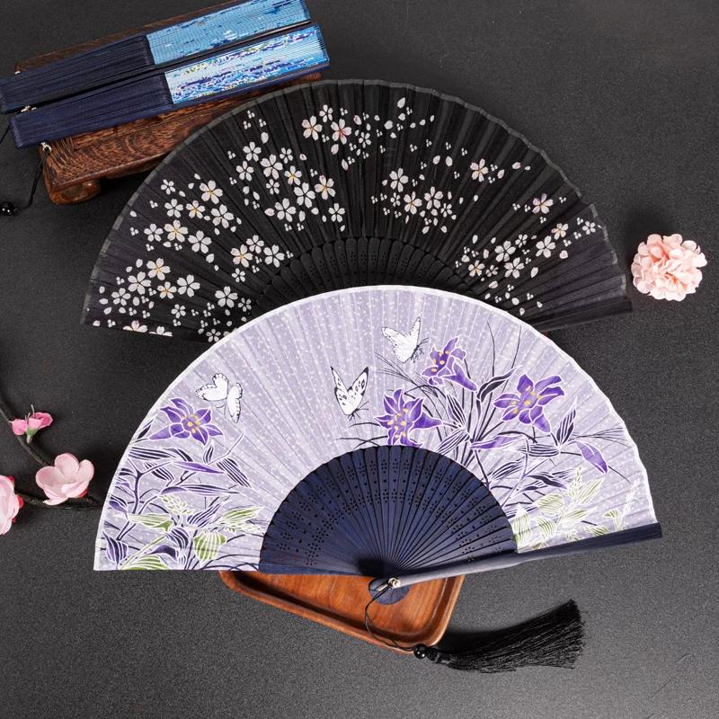 Chinese Style Women's Fan Japanese Style Ancientry Folding Fan Dance Fan Cheongsam Han Dynasty Portable Portable Kids Small Fan Summer