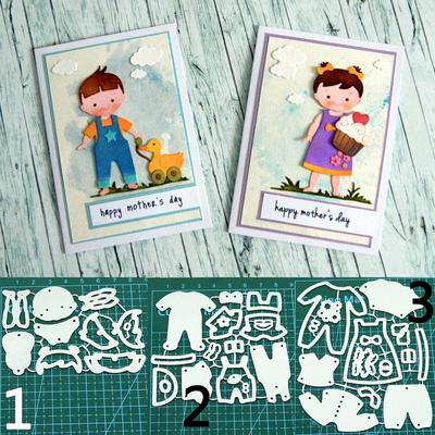 3 Kinds Little Boy Clothes Metal Cutting Dies Stencils for DIY Scrapbooking Album Decor Embossing