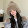 Korean Versatile Big Head Circumference Plus Velvet Thickened Warm Hat In Winter Cute Fur Ball Bag Head Hat Windproof Ear Protection Hat Women