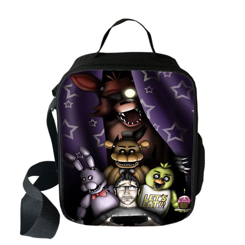 Izolovaná taška na oběd Five Nights At Freddy's s velkou kapacitou a síťovanou kapsou