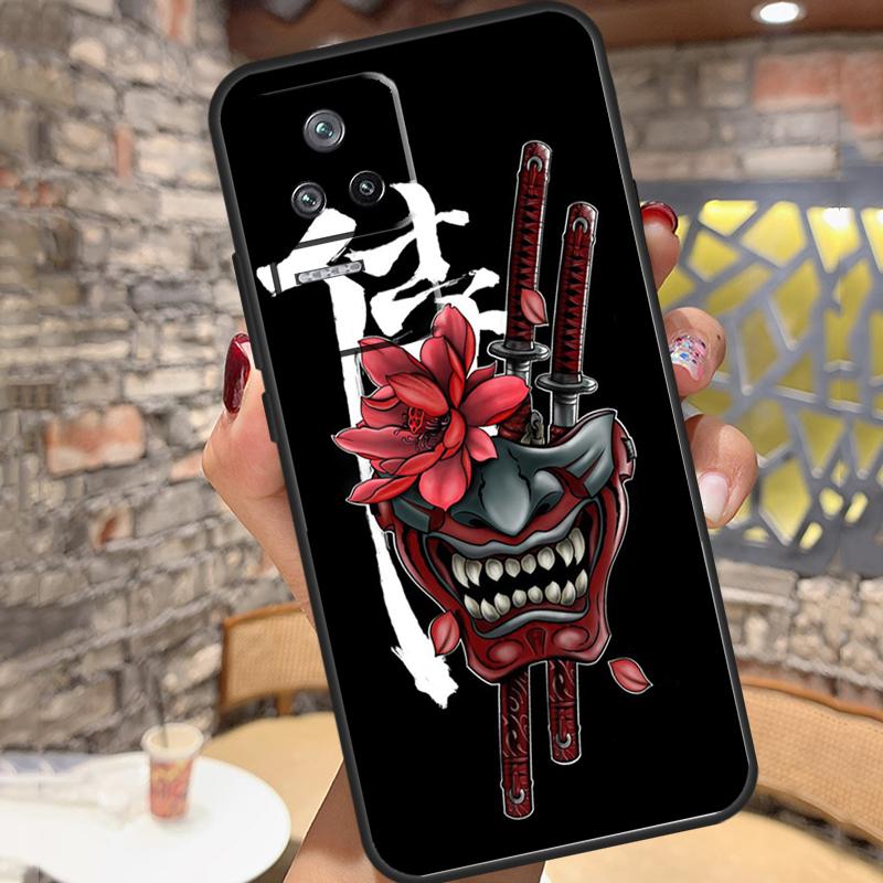 Samurai Oni Mask Case For Xiaomi 14 Ultra 15 13 11T 12T 13T 14T Pro POCO X3 X5 X6 X7 Pro M6 F5 F6 Pro Cover