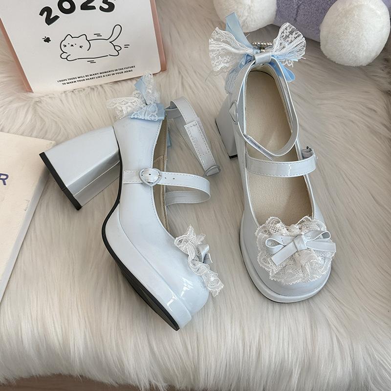 

Новые женские босоножки на высоком каблуке Мэри Джейн, модные, универсальные, легкие, с эффектом увеличения, с бантом в стиле принцессы 39 синий