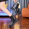 8583 leather Martin boots women's platform short boots autumn and winter new two-layer cowhide locomotive knight thin boots
