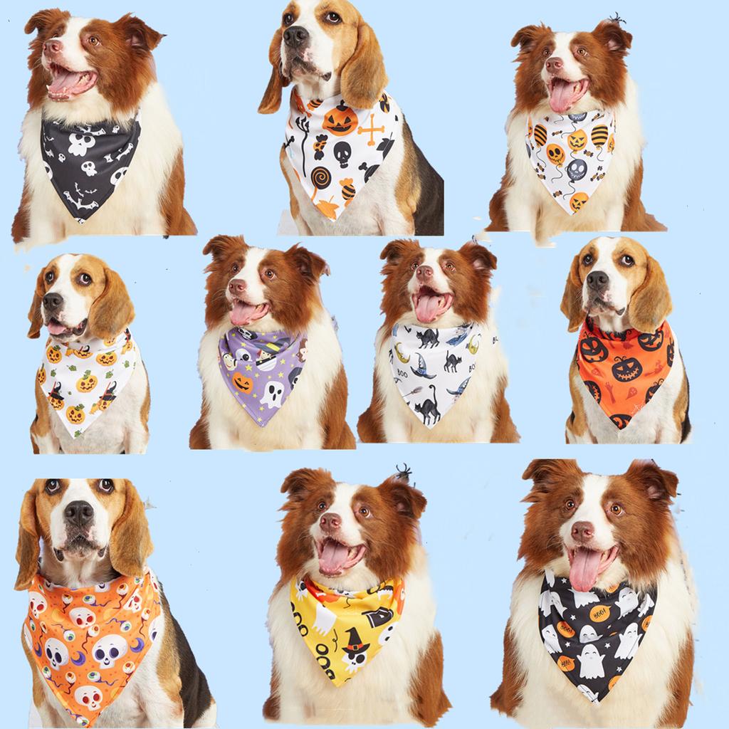 Halloween Pet Dress Up Saliva Towel Printed Dog Triangle Towel Dog Bib Pet Decorative Scarf