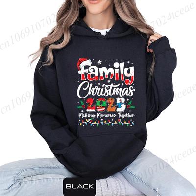 Womens Family Christmas 2025 Print Hoodies Making Memories Together Sweatshirt Tops Casual Pullover Hoodies Santa Hat Sportwear