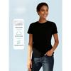 European sizes Black Graphic Tee with Russian Text Print | Casual Daily Wear Short Sleeve T-Shirt for Women, Lightweight, Party, Breathable Top