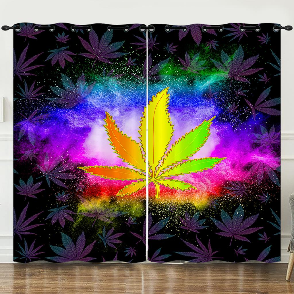 Curtains Summer Coconut Tree Decorative Sunshade 3D Digital Printing Blackout Curtain No Punching Bedroom