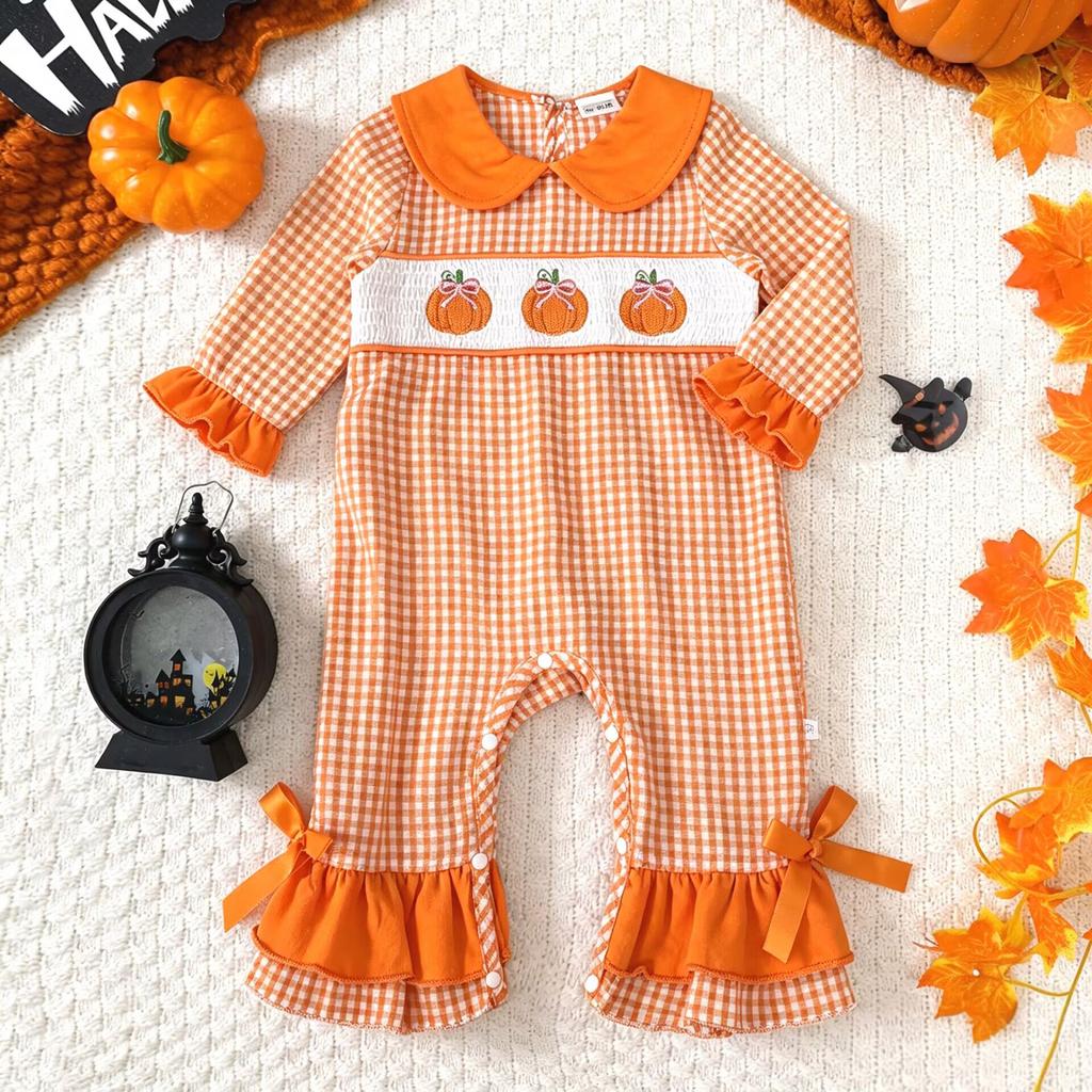 Baby Halloween Romper with Hooded Heart Embroidery and Horns - Fall Winter Zipper